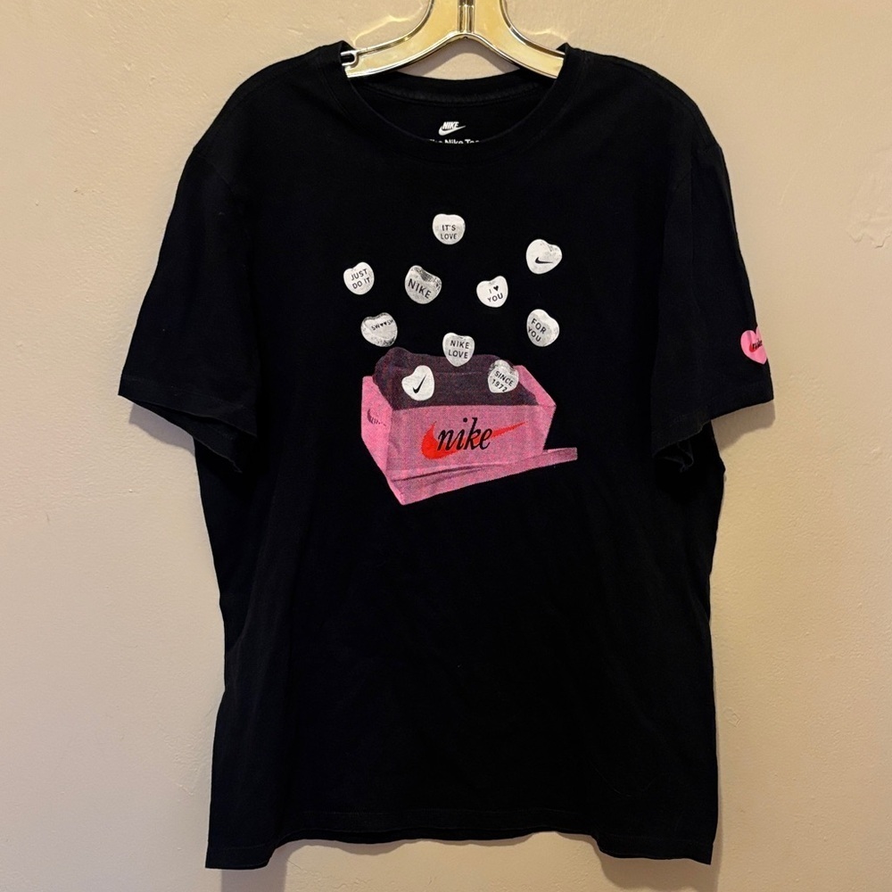 Nike Kids Black Tee with Pink Box and White Graphics